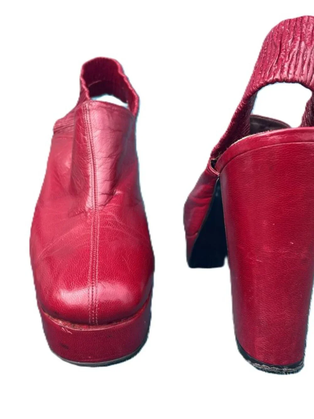 1970s Vintage Platform Slingbacks – cranberry red, size 7